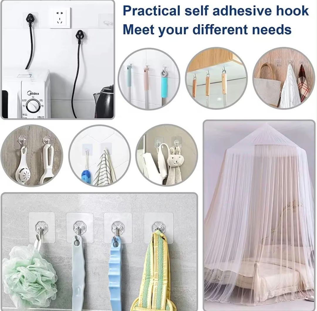 Waterproof wall hooks holding bathroom items